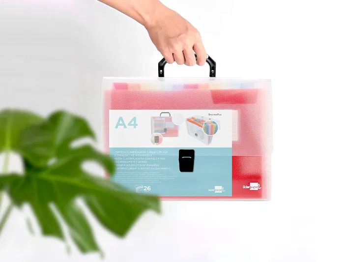 Liderpapel Carpeta Clasificador Fuelle 45144 Polipropileno A4 Transparente con Asa Spectrafile 26 Departamentos