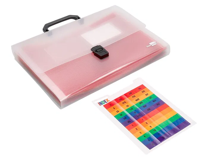 Liderpapel Carpeta Clasificador Fuelle 45144 Polipropileno A4 Transparente con Asa Spectrafile 26 Departamentos