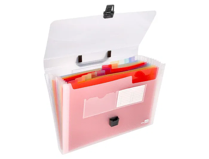 Liderpapel Carpeta Clasificador Fuelle 45144 Polipropileno A4 Transparente con Asa Spectrafile 26 Departamentos