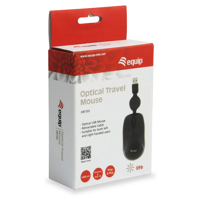 EQUIP Ratón Óptico Ambidextro USB Tipo A 1000 DPI Negro 245103 EQUIP Ratón Óptico Ambidextro USB Tipo A 1000 DPI Negro 245103