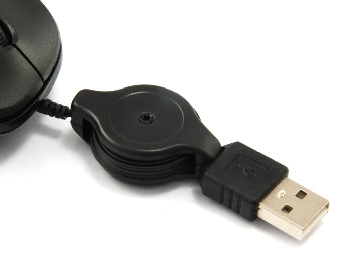 Equip 245103 Ratón Óptico USB para Viajes, Cable Retráctil, Ambidiestro, 1000 DPI, Negro