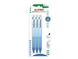 Alpino Bolígrafo Retráctil Click Silencioso con Agarre Antideslizante, Punta 1.0 mm, Tinta Azul - Blíster con 3 Unidades