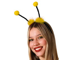 Diadema de abeja con pompones amarillos para mujer adulta