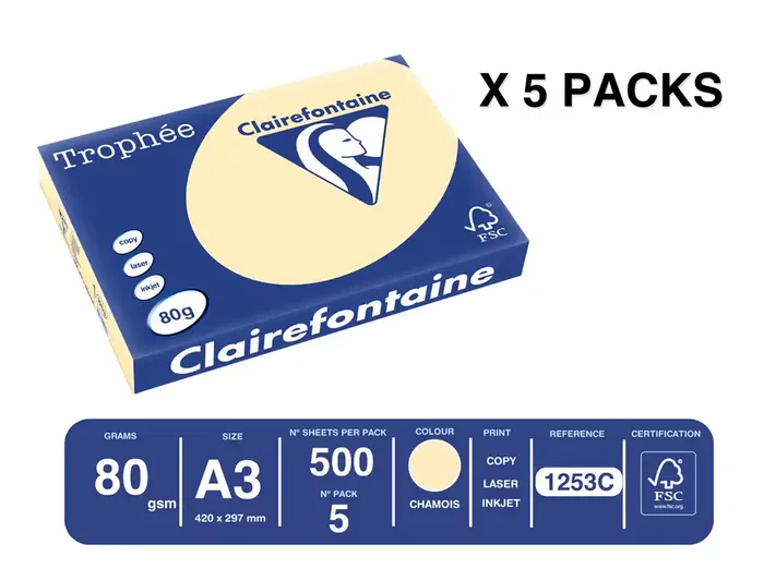 Trophee Papel Color A3 80gr Arena Pastel Paquete 500 Hojas