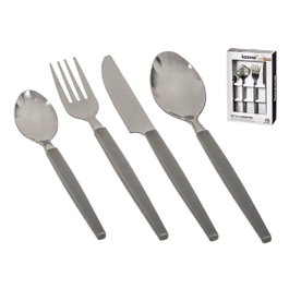 Kozina Cubertería de 24 piezas en acero inoxidable con mango gris