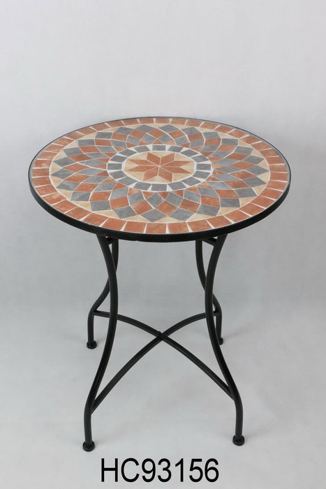 DKD Home Decor Mesa Terraza y Jardín Multicolor Negro Metal Cerámica 60x60x72 cm