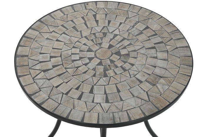 DKD Home Decor Mesa Terraza y Jardín Multicolor Negro Metal Cerámica 60x60x72 cm