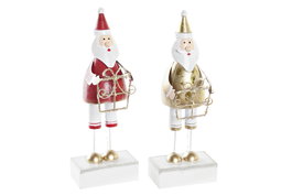 DKD Home Decor Figura de Santa con LED de Metal Surtida