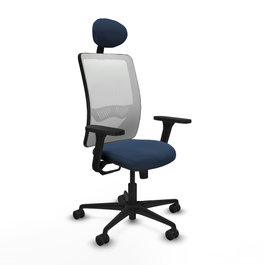 PIQUERAS Y CRESPO Silla de oficina Zulema, mecanismo Sincro, Azul marino y Blanco