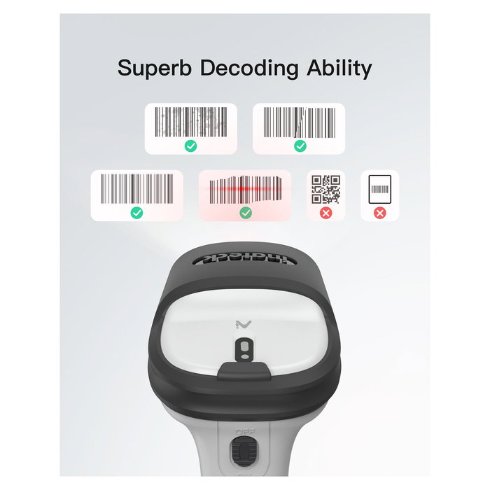 Inateck BCST-70-AI_gray Lector de códigos de barras 1D Láser Inalámbrico Bluetooth USB Gris