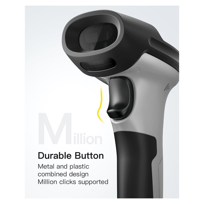 Inateck BCST-70-AI_gray Lector de códigos de barras 1D Láser Inalámbrico Bluetooth USB Gris