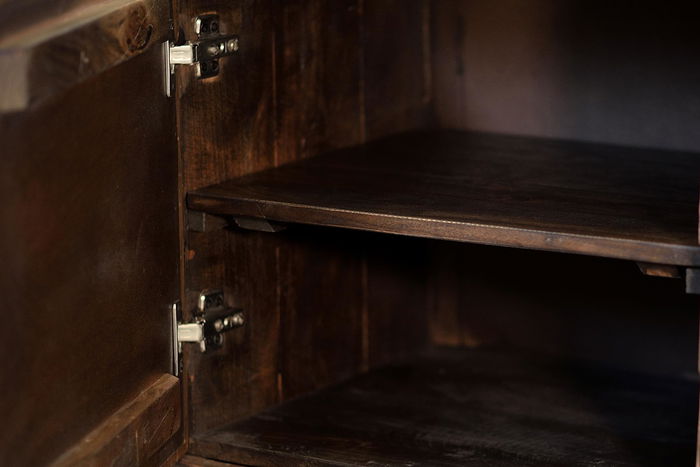 Giner y Colomer Aparador Mango y Bronce Pata Metal Color Marrón Oscuro 110x100x42 cm Giner y Colomer Aparador Mango y Bronce Pata Metal Color Marrón Oscuro 110x100x42 cm