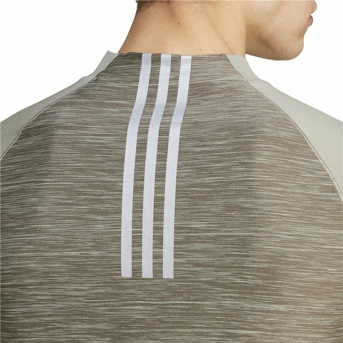 Camiseta de Manga Larga Hombre Adidas Gym+ 3 Bandas 1/4Zip Marrón