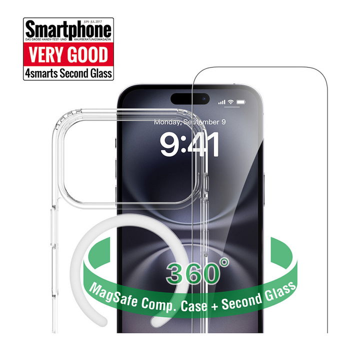 4smarts Set de Protección 360 Premium para Apple iPhone 17 Pro, Bumper y Protector de Pantalla Transparente
