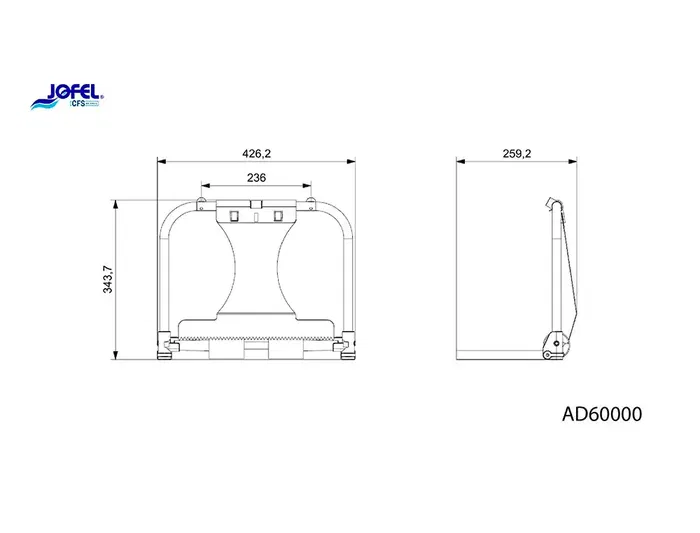 Jofel Portabobina Industrial Metálico Mural con Sierra de Corte para Bobinas de hasta 500 m, 435x416x285 mm