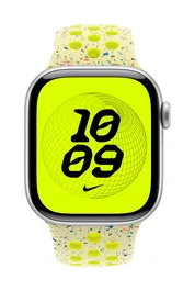 Apple Nike Sport Band, correa para Apple Watch 42mm, amarillo, tamaño S/M, MGA94ZM/A, compatible con modelos 38mm, 40mm, 41mm, 42mm, de fluoroelastómero y aluminio