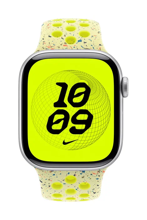 Apple Nike Sport Band, correa para Apple Watch 42mm, amarillo, tamaño S/M, MGA94ZM/A, compatible con modelos 38mm, 40mm, 41mm, 42mm, de fluoroelastómero y aluminio