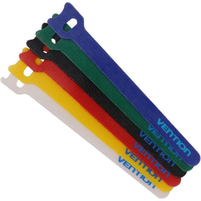 Vention Tira Organizadora de Cables KAC00, 15 cm, Pack de 6, Cintas de Velcro Reutilizable, Colores Surten, Reduce Desorden