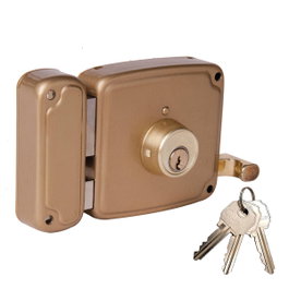 Ucem Cerradura de sobreponer 4125hb100i con acabado oro, mano izquierda