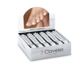 Tres Claveles Cortaúñas con Lima Cromado 8 cm (Caja de 12 unidades)