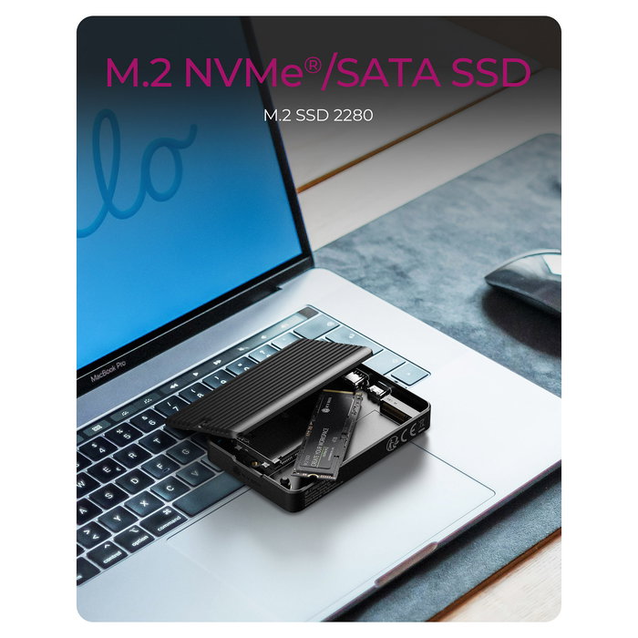 ICY BOX IB-CR601M-C31 Caja Externa USB-C M.2 NVMe SSD y Lector de Tarjetas CFexpress, 10 Gb/s, Aluminio Negro, Plug & Play