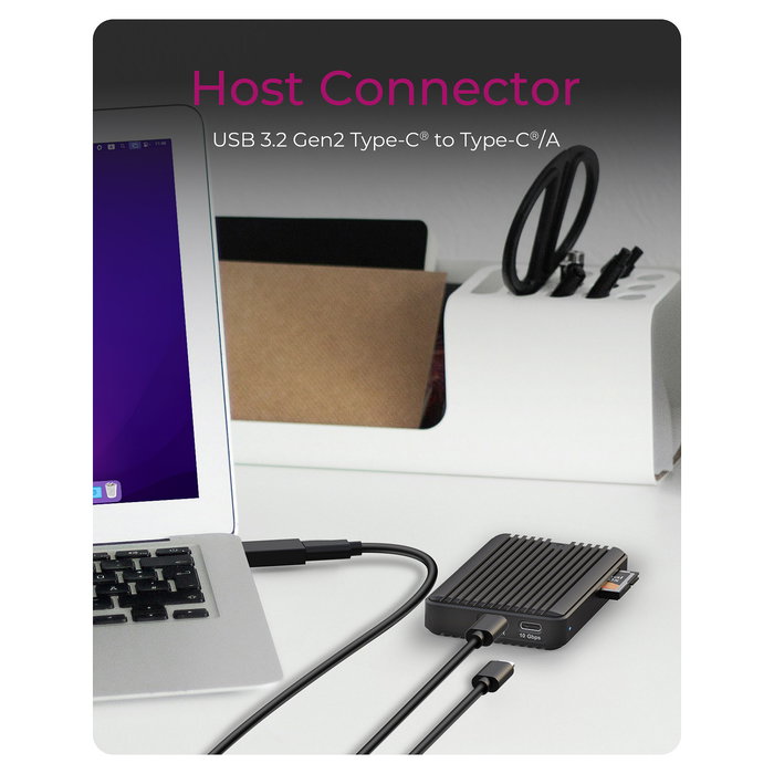ICY BOX IB-CR601M-C31 Caja Externa USB-C M.2 NVMe SSD y Lector de Tarjetas CFexpress, 10 Gb/s, Aluminio Negro, Plug & Play
