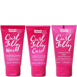 Umberto Giannini Set de Cuidado para Rizos con Gel, Champú y Acondicionador de 50 ml