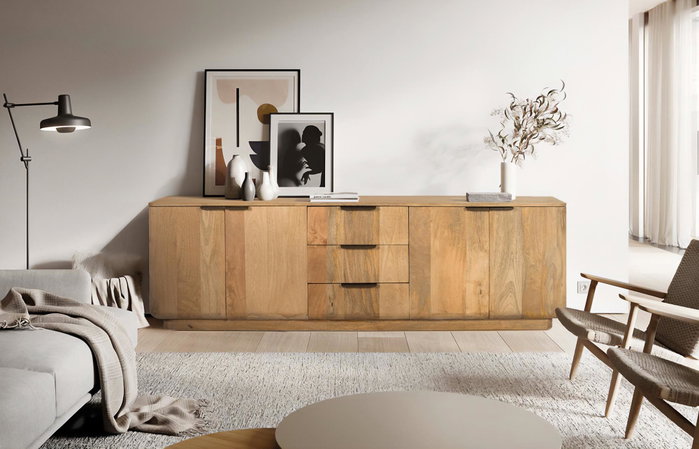 GINER Y COLOMER Mueble TV de madera de mango color Natural