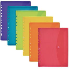 Oxford Sobre Multitaladro Con Velcro A4 Plástico Flexible Translúcido C-Surtidos (Set de 15) (Set de 15)