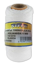 Cuerda trenzadilla 8840 poliamida/nylon blanca 1mm x 100 m