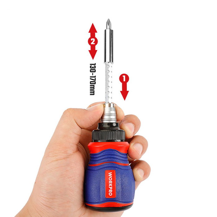 Workpro Destornillador de carraca juego 11 piezas magnético cromo vanadio con extensión