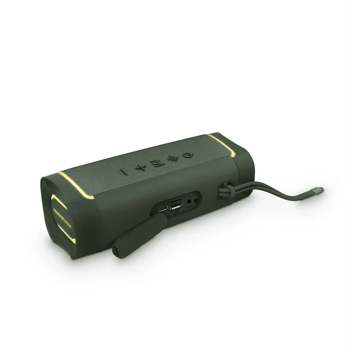 Energy Sistem Yume ECO Altavoz Bluetooth Portátil IPX6 15W, Plástico 100% Reciclado, LED RGB, TWS, Bluetooth 5.3, USB/MicroSD, 12h Batería, Color Verde y Amarillo