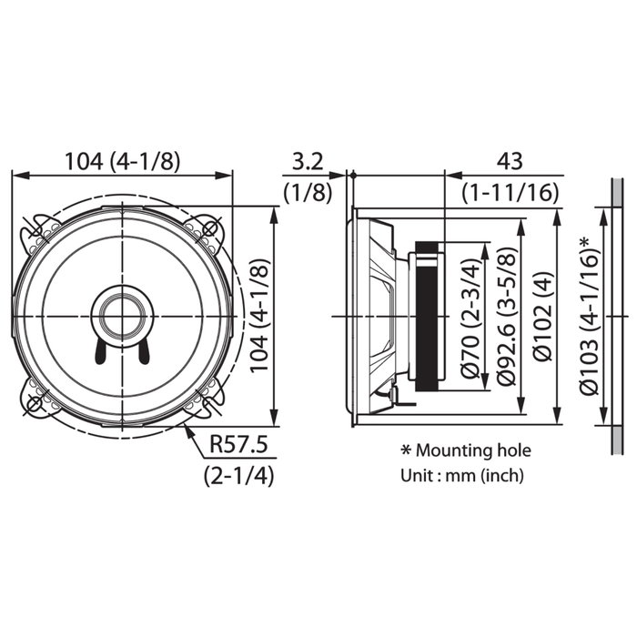 Kenwood KFC-S1057 Altavoces de coche de 10 cm de doble cono