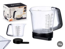 Báscula Jarra Medidora Kinvara Negra 21x17x14.5cm con Pilas AAA, Máx 5 Kg (Set de 6)