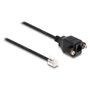 DeLOCK Cable Adaptador RJ12 Macho a RJ12 Hembra 30 cm 0.3 m Plano Negro AWG 26 PVC para Instalación