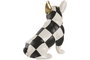 DKD Home Decor Figura de Perro Bulldog en Vinilo Blanco, Negro y Dorado, 24x16x26,5 cm