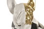 DKD Home Decor Figura de Perro Bulldog en Vinilo Blanco, Negro y Dorado, 24x16x26,5 cm