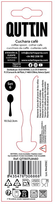 Inde Set de 6 Cucharas de Café Louvre de Acero, 10.6 x 2.4 cm, Espesor 1.5 mm (12 Cajas) Inde Set de 6 Cucharas de Café Louvre de Acero, 10.6 x 2.4 cm, Espesor 1.5 mm (12 Cajas)