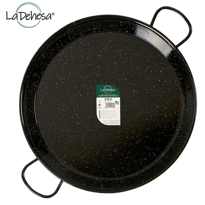 La Dehesa Paellera Esmaltada Acero Negro 70 cm 30 Raciones Apta Gas Horno Leña (Set de 2)