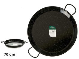 La Dehesa Paellera Esmaltada Acero Negro 70 cm 30 Raciones Apta Gas Horno Leña (Set de 2)