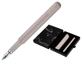 Belius Pluma y Funda Space B Minimalista Gris Tinta Azul Caja Diseño Similpiel M