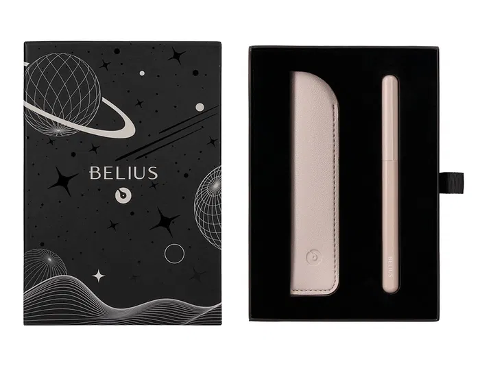 Belius Pluma y Funda Space B Minimalista Gris Tinta Azul Caja Diseño Similpiel M