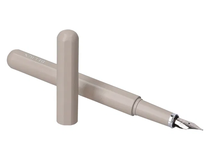 Belius Pluma y Funda Space B Minimalista Gris Tinta Azul Caja Diseño Similpiel M