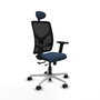PIQUERAS Y CRESPO Silla de oficina Motilla con mecanismo Sincro/Traslack, Azul marino y Negro