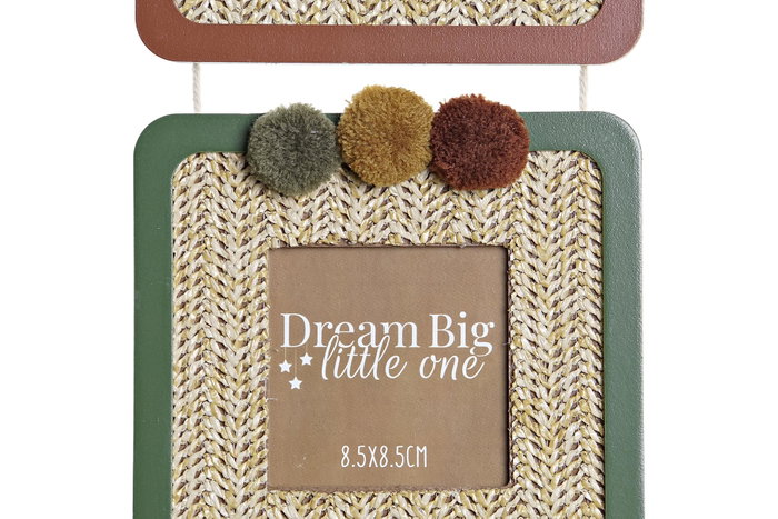DKD Home Decor Leon pompon Marco Multifoto Kids Multicolor Natural 1,2 x 64 x 16 cm (4 Unidades) 3 Fotos MDF