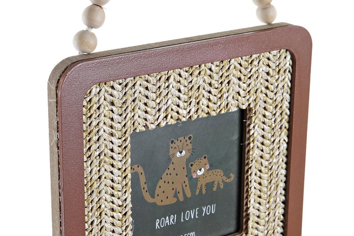 DKD Home Decor Leon pompon Marco Multifoto Kids Multicolor Natural 1,2 x 64 x 16 cm (4 Unidades) 3 Fotos MDF
