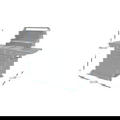 Campingaz 4 Series Onyx S 37386 Parrilla de Gas, 4 Zonas con Encendido Electrónico, Termómetro y Carro, Superficie 720 x 460 mm, Color Negro