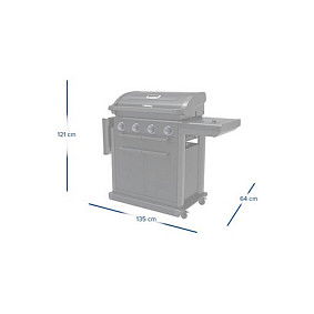 Campingaz 4 Series Onyx S 37386 Parrilla de Gas, 4 Zonas con Encendido Electrónico, Termómetro y Carro, Superficie 720 x 460 mm, Color Negro