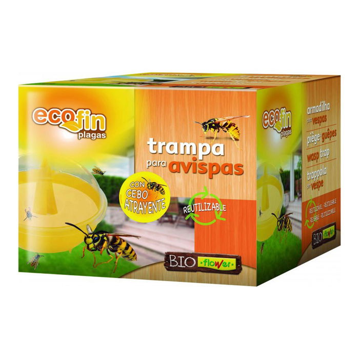 Flower Trampa para Avispas Reutilizable con Cebo Atrayente 70ml, No Tóxico, para Interior y Exterior, Ecofin Flower Trampa para Avispas Reutilizable con Cebo Atrayente 70ml, No Tóxico, para Interior y Exterior, Ecofin