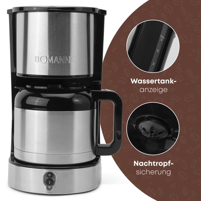 Bomann KA 6066 CB Cafetera de goteo con Jarra Térmica Bomann KA 6066 CB Cafetera de goteo con Jarra Térmica